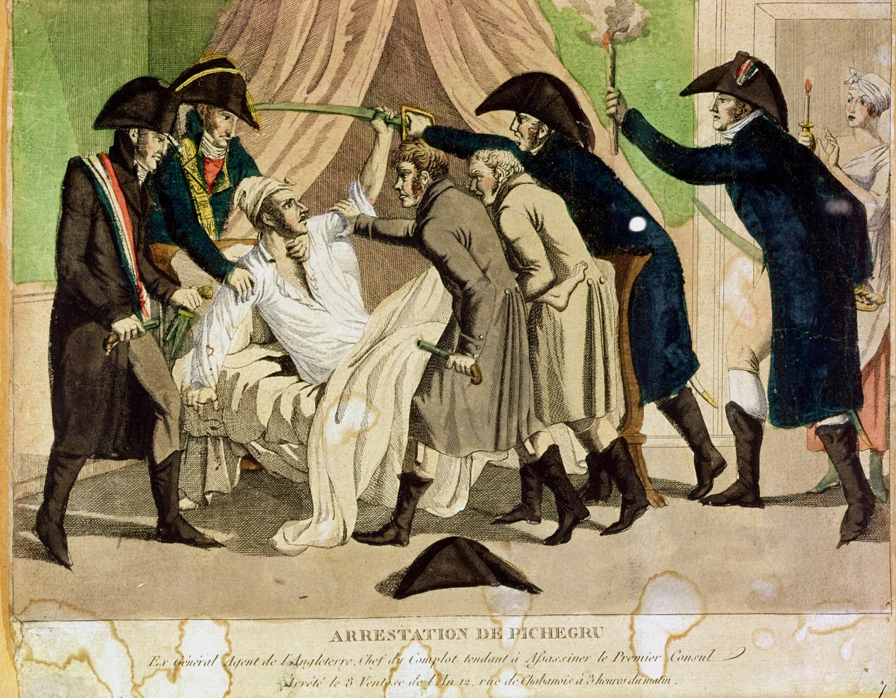 Arrestationen af general Charles Pichegru (1761-1804) i begyndelsen af det 19. århundrede af French School