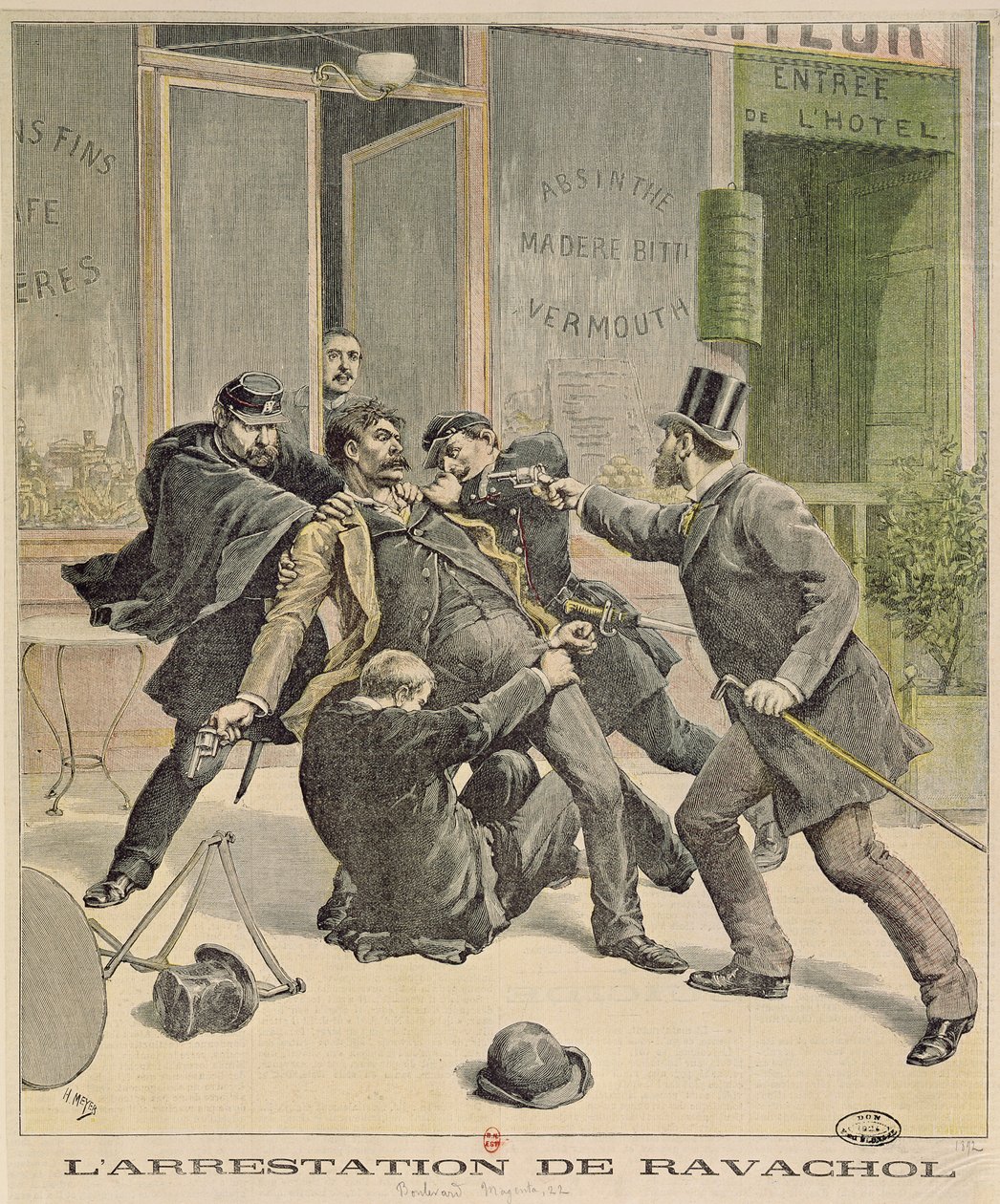 Arrestationen af Ravachol, forsiden af "Le Petit Journal", 16. april 1892 af French School