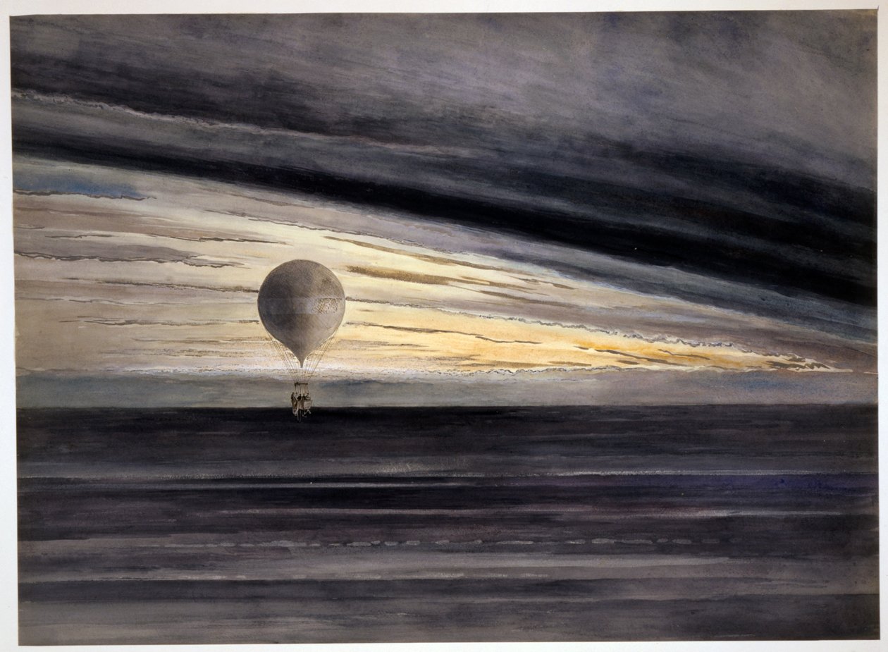 Ballonen, Zénith, under en langdistanceflyvning fra Paris til Bordeaux i marts 1875, pub 1875-1880 af French School