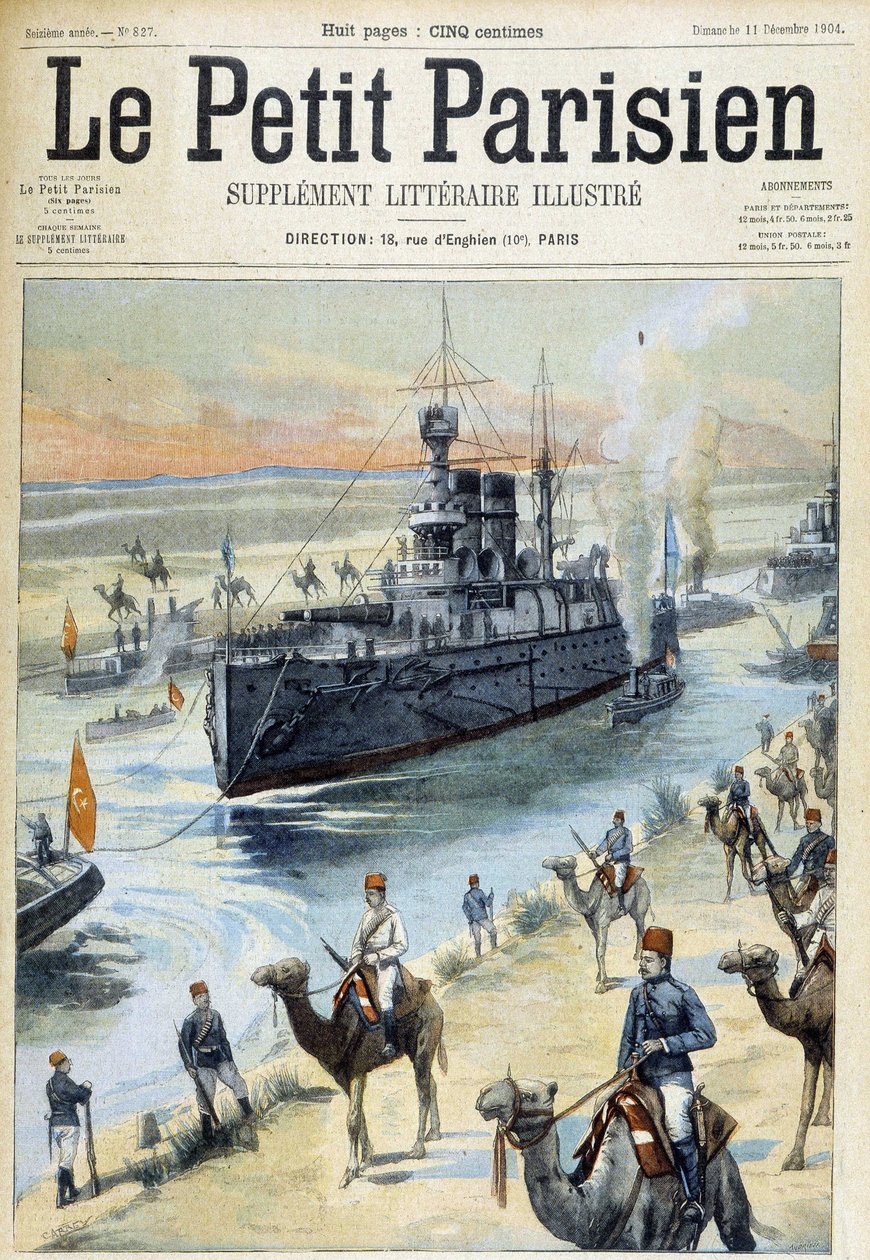 Den baltiske eskadron krydser Suez-kanalen - i "" Den lille pariser"" fra 11/12/1904 af French School