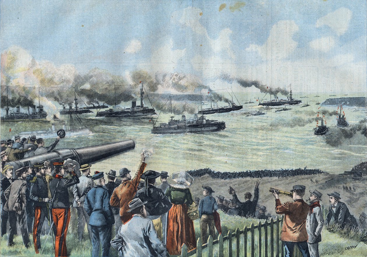 Den baltiske eskadron forlader havnen i Brest. "Montcalm", med præsidenten for den franske republik Emile Loubet af French School