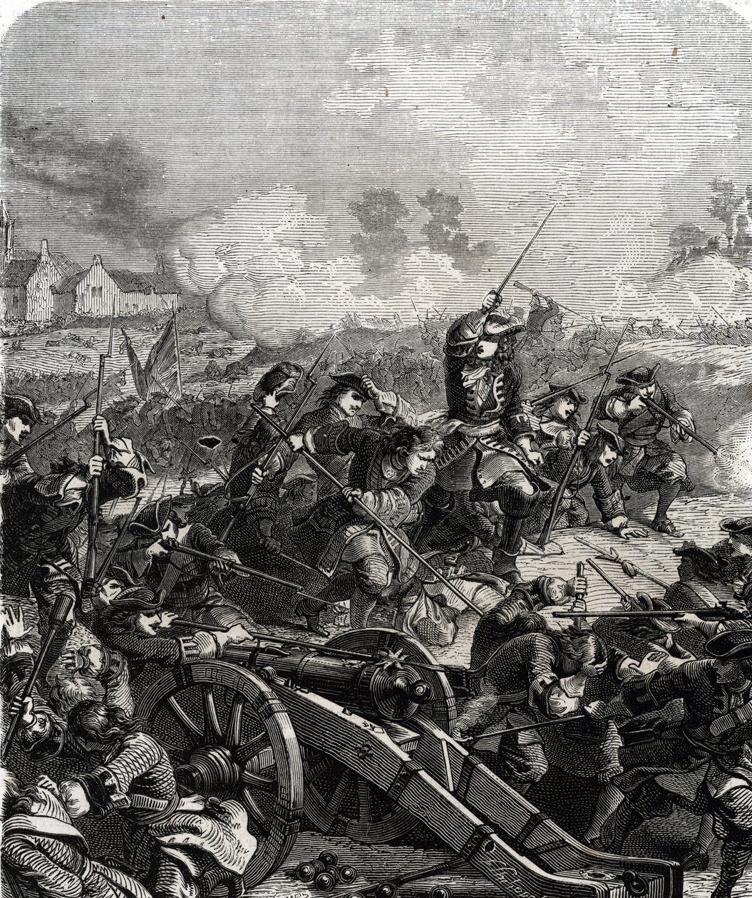 Slaget ved Landen eller Neerwinden blev udkæmpet i det nuværende Belgien den 29. juli 1693 under Niårskrigen (gravering) af French School
