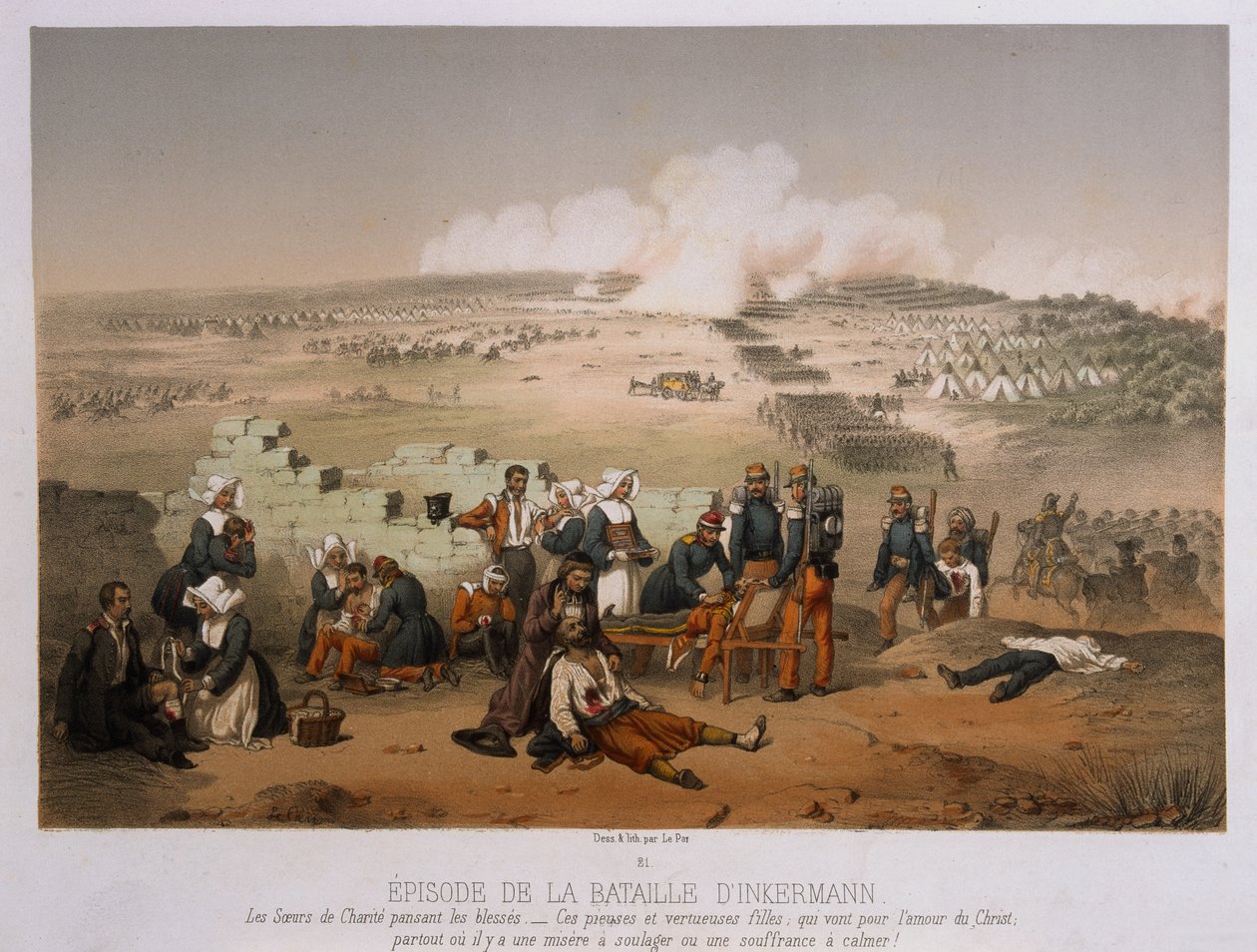 Slaget ved Inkerman den 5. november 1854 fra War in the Crimea, udgivet af Lemercier et Cie, Paris, 1856 af French School