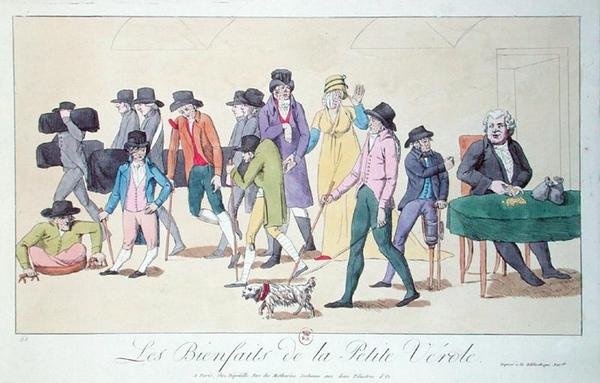 Fordelene ved kopperne, karikatur, ca. 1804 (farvegravering) af French School
