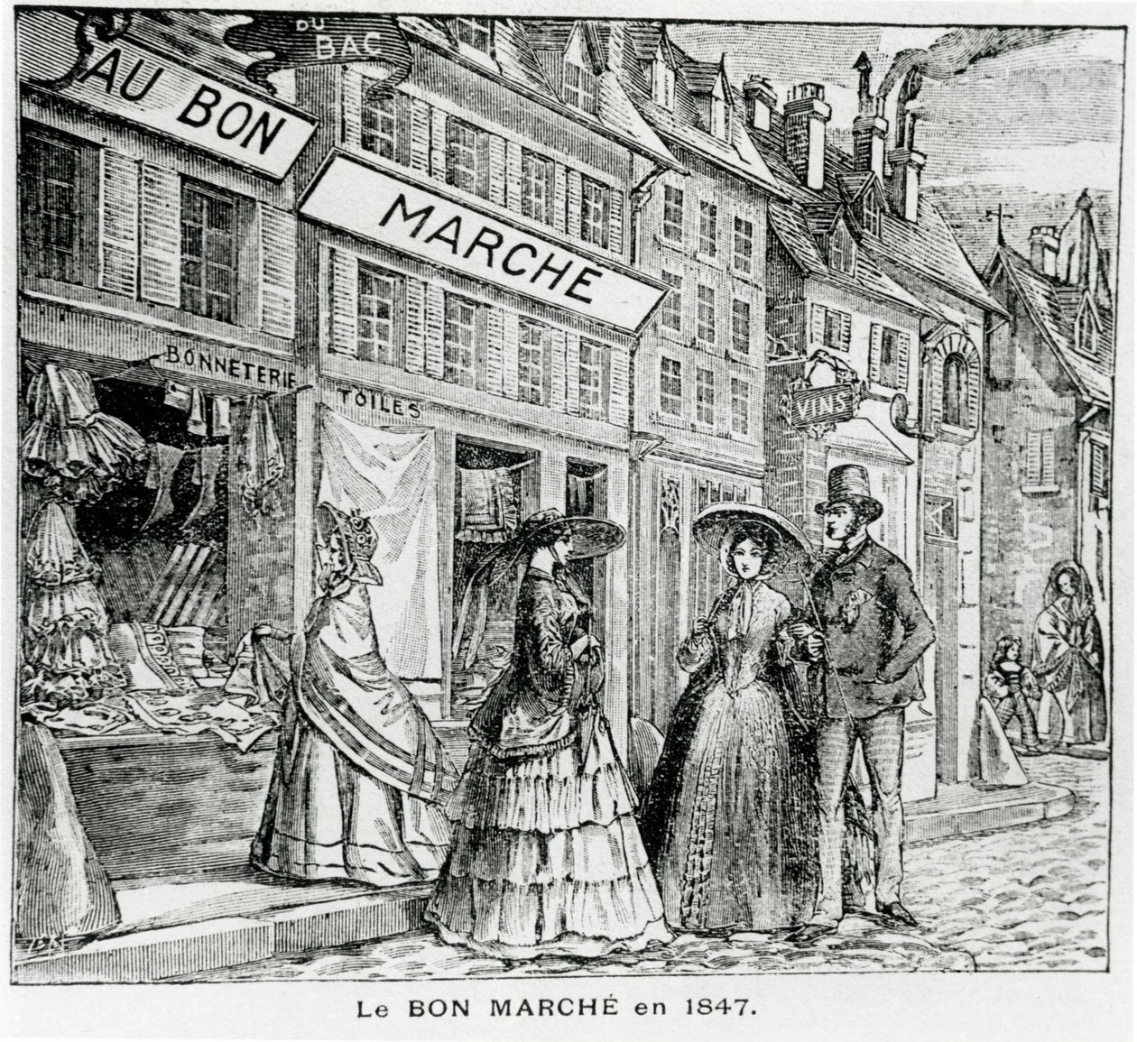 Bon Marché-butikken i rue du Bac, Paris i 1847 af French School