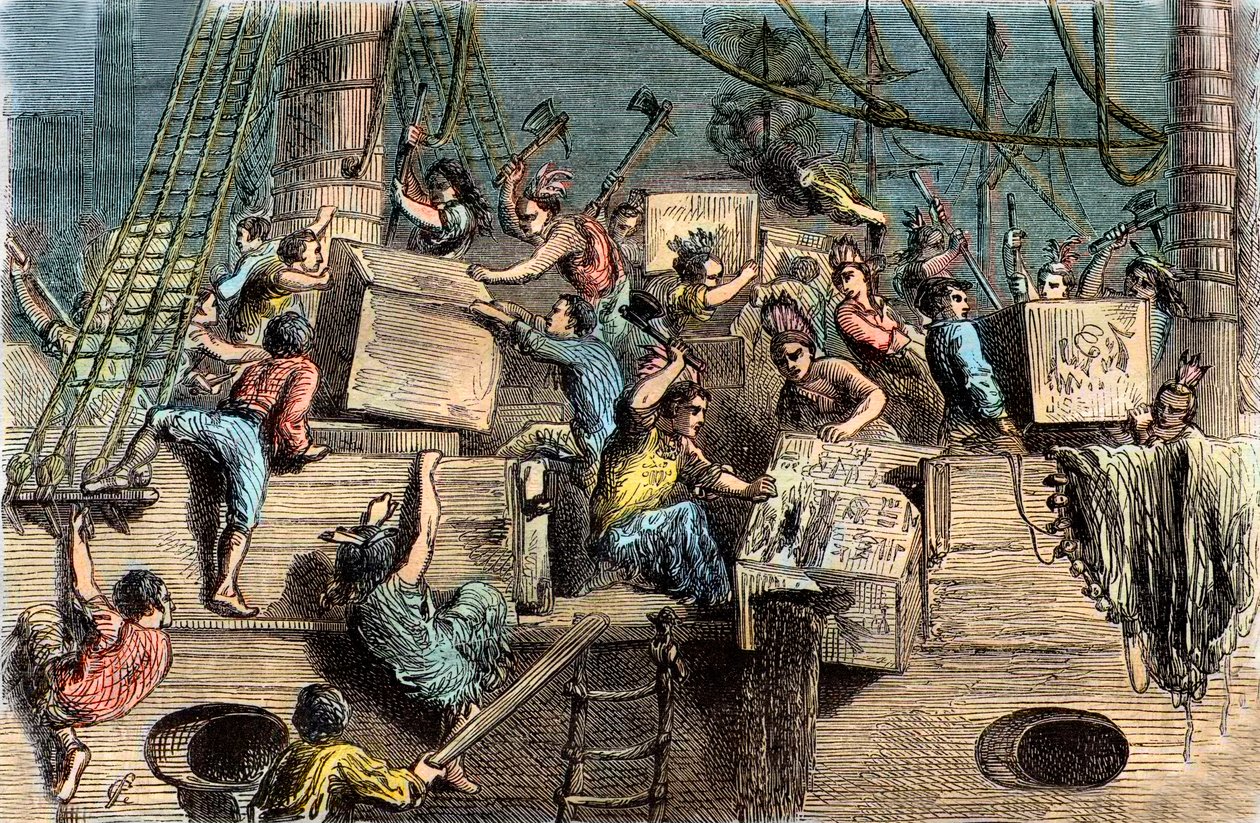The Boston Tea Party, 6. december 1773. af French School