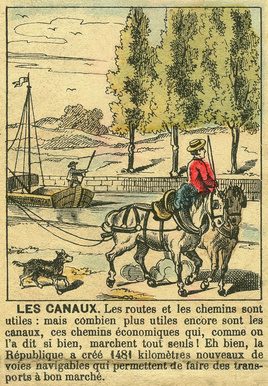 Kanalerne, der illustrerer fordelene ved Den Tredje Republik på kanalbyggeri for landets økonomi. Gravering, i "" Le Figaro, supplement"", den 30/03/1889, Paris. af French School