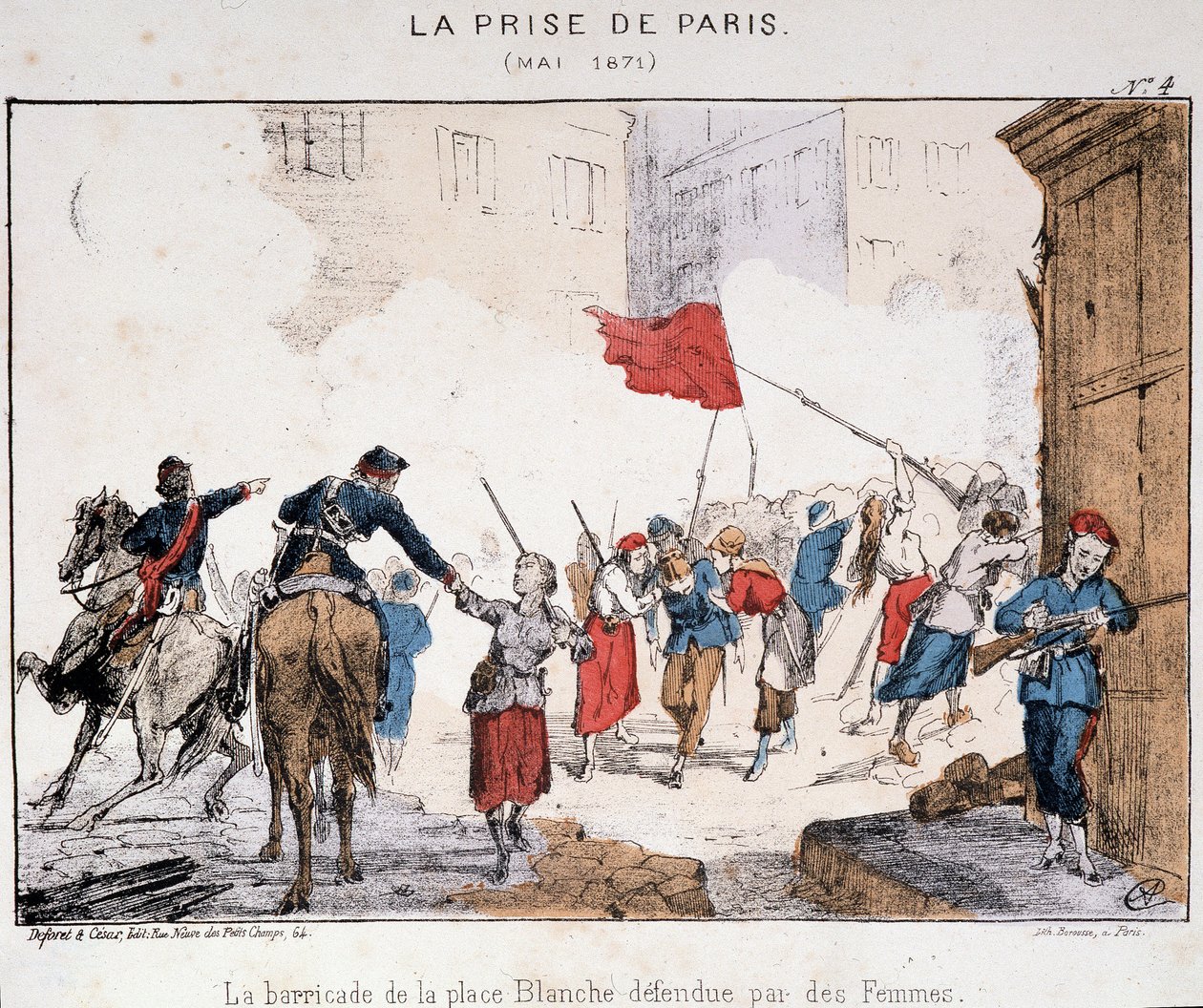 Erobringen af Paris i maj 1871: Barrikaden på Place Blanche forsvaret af kvinder af French School