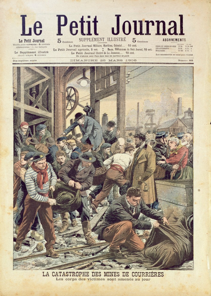 The Catastrophe at Courrieres, fra Le Petit Journal, 25. marts 1906 af French School
