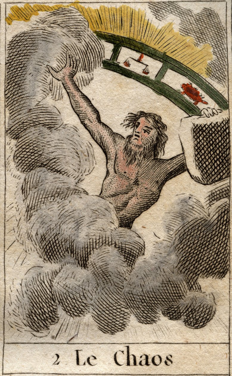 Kaosguden repræsenteret med et stykke stjernetegn. Fra "Mythology of Youth" af Pierre Blanchard 1803. af French School