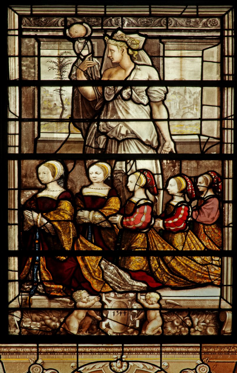Kapellets nordlige vindue: St. Agatha med anne de Montmorency-døtre af French School