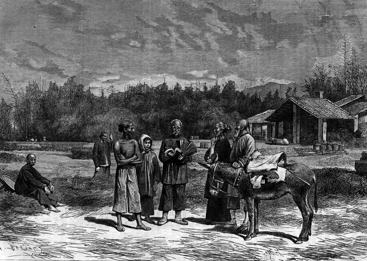 Det kinesiske imperium: bønder i de meridionale provinser i Kina. Gravering i "" Le Journal de la jeunesse"" af French School