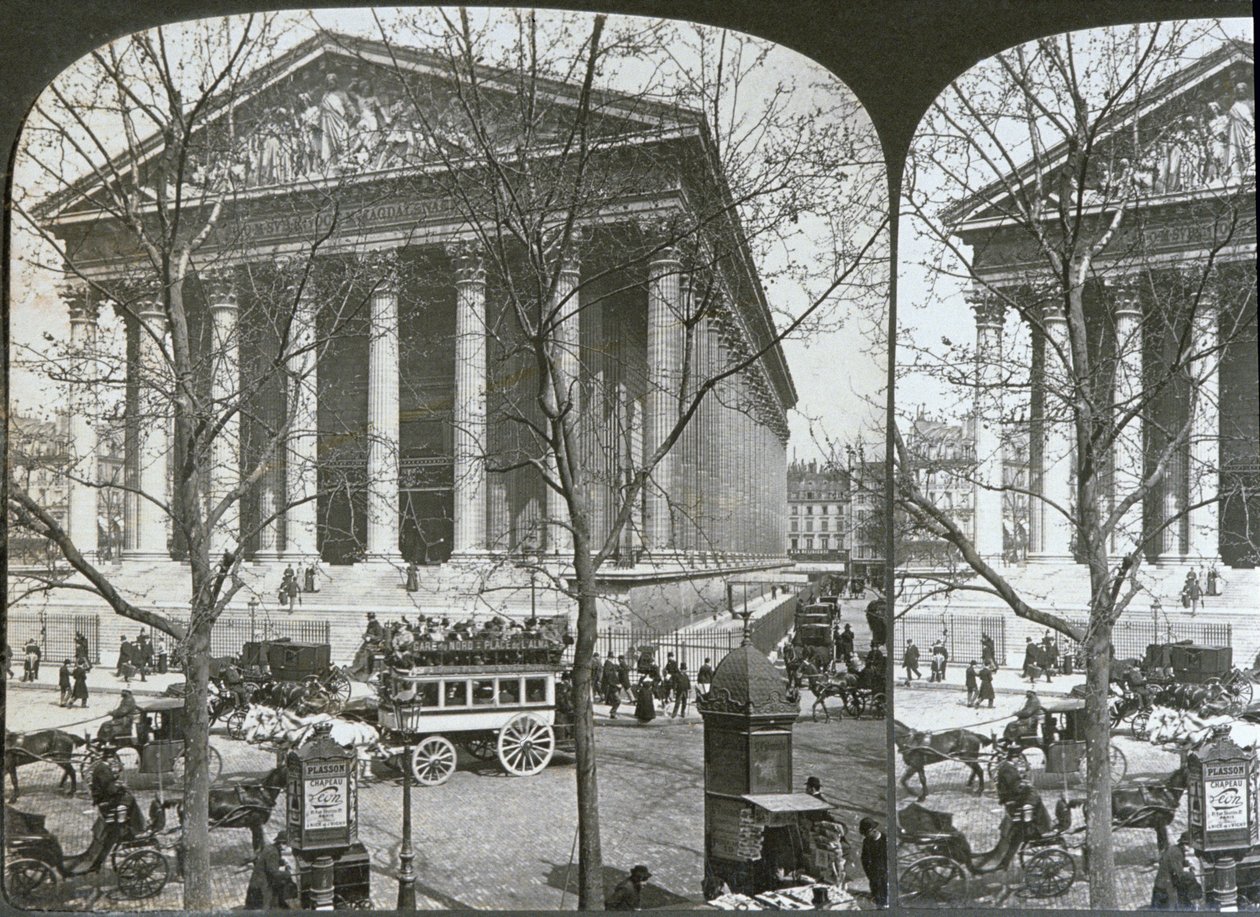 La Madeleine-kirken, Paris, stereoskopisk udsigt, ca. 1860-70 af French School