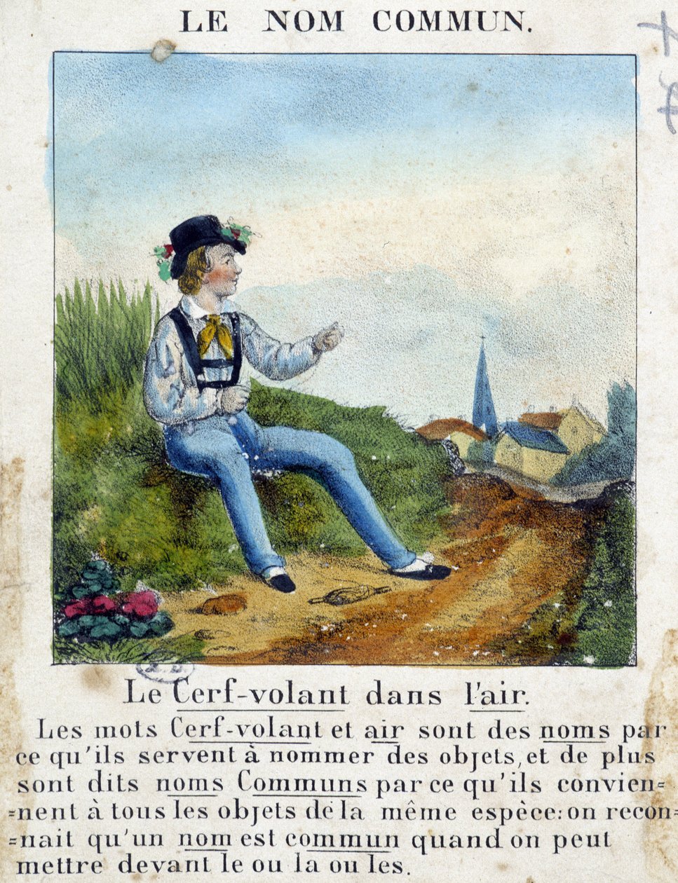 Det almindelige navn (barn, der holder en drage) - i "" Grammatik i billeder"" af French School