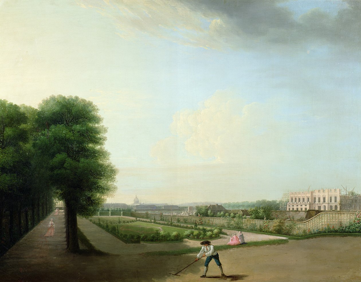 Konstruktionen af Place Louis XV fra haven af Hotel de Resnel, ca. 1760 af French School