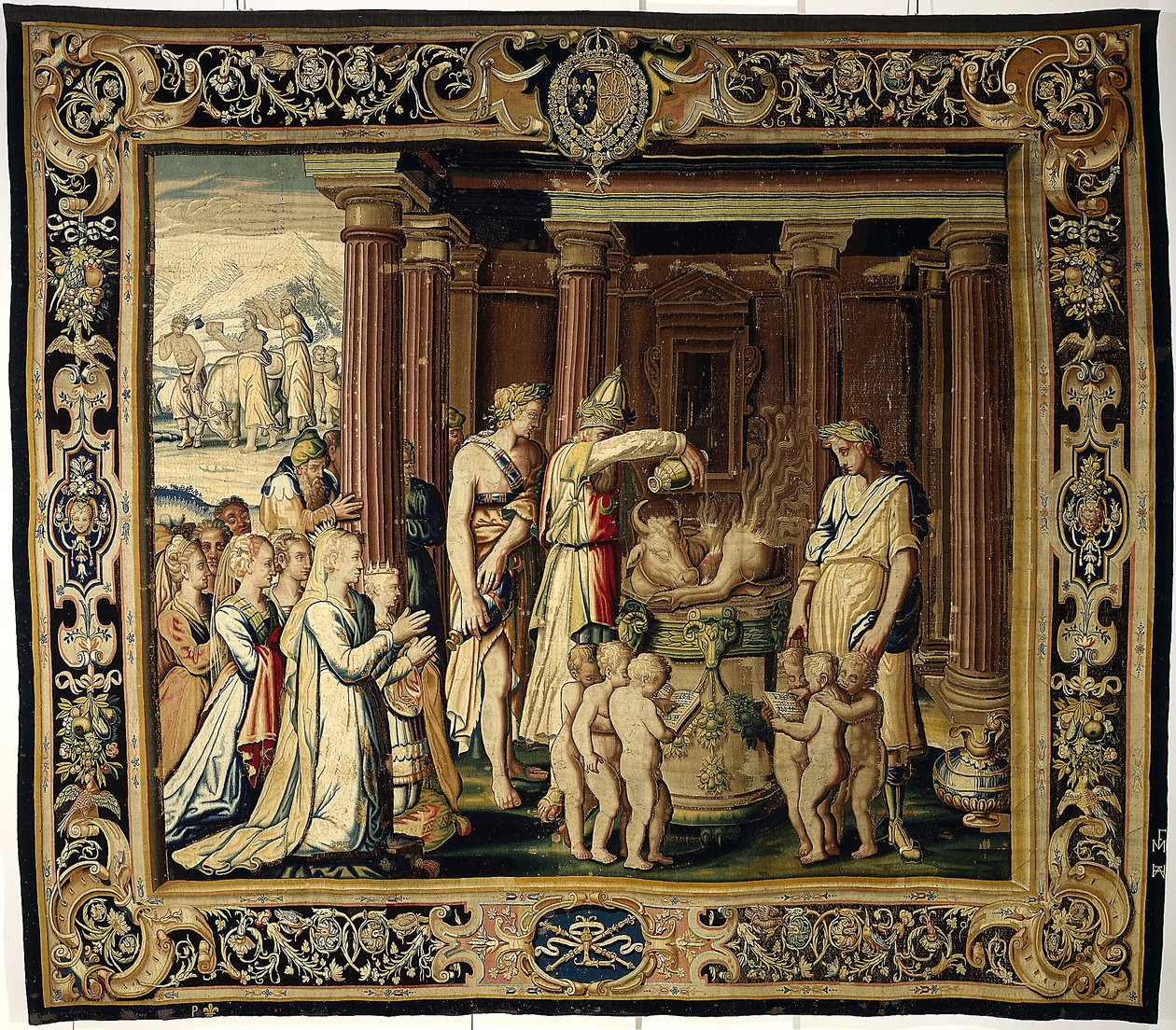 The Coronation Sacrifice, ca. 1610 (uld og silke) af French School