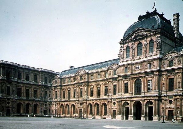 Cour Carree og Pavillon dHorloge, designet af Jacques Lemercier (ca. 1585-1654) og Pierre Lescot (1515-78) af French School