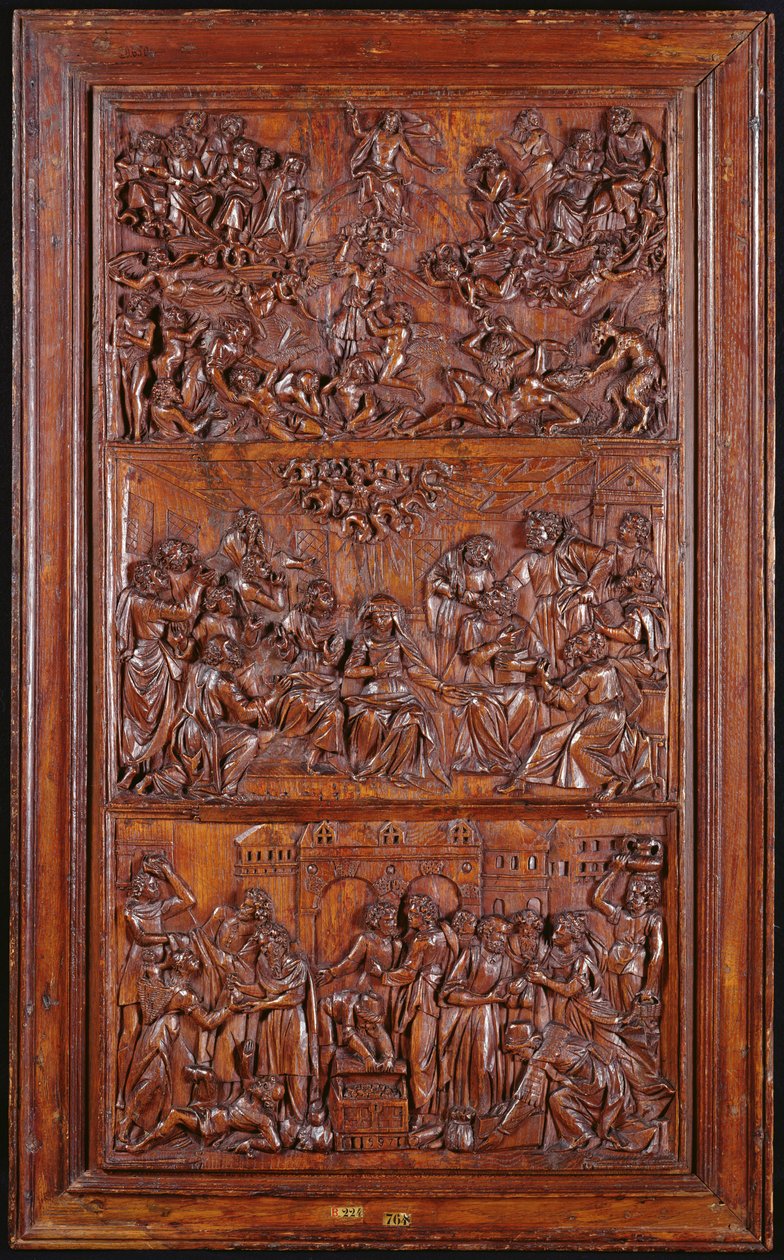 Credo, Panel III: The Last Judgement, Pentecost and the Communion of Saints, 1587 (træ) (se også 4140367 & 414039) af French School