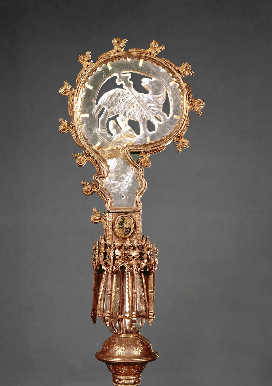 The Crozier of the Abbedses of the Cistercienser Convent Abbaye du Lys (forgyldt sølv og bjergkrystal) af French School