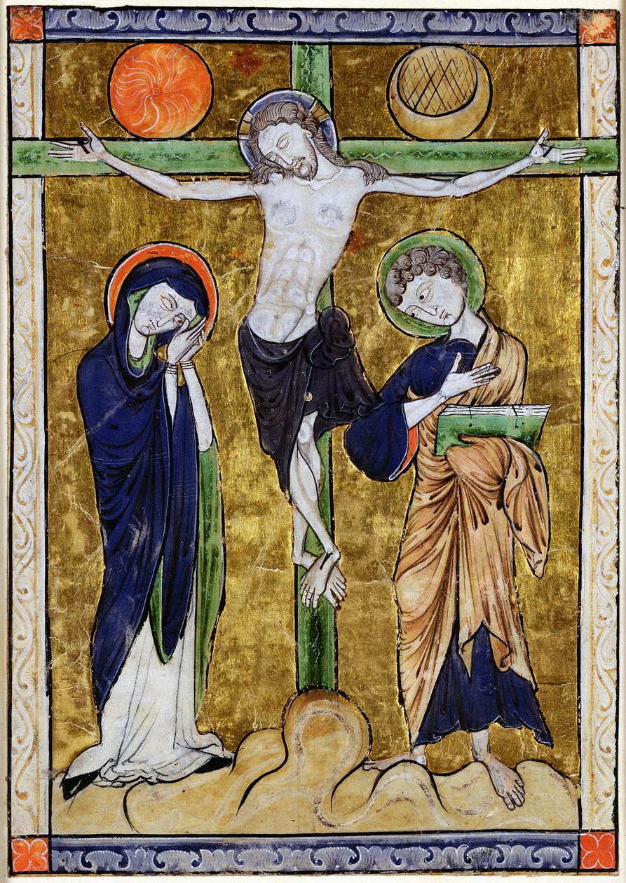 Korsfæstelsen, fra en psalter, c.1215 af French School