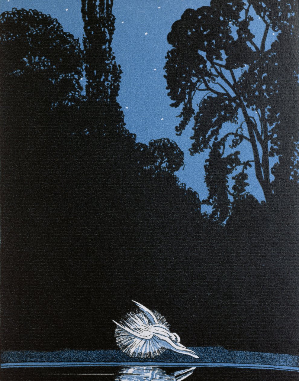 The Death of the Swan, illustration til La Gazette du Bon Ton inspireret af Tchaikovskys ballet Svanesøen, 1924 af French School