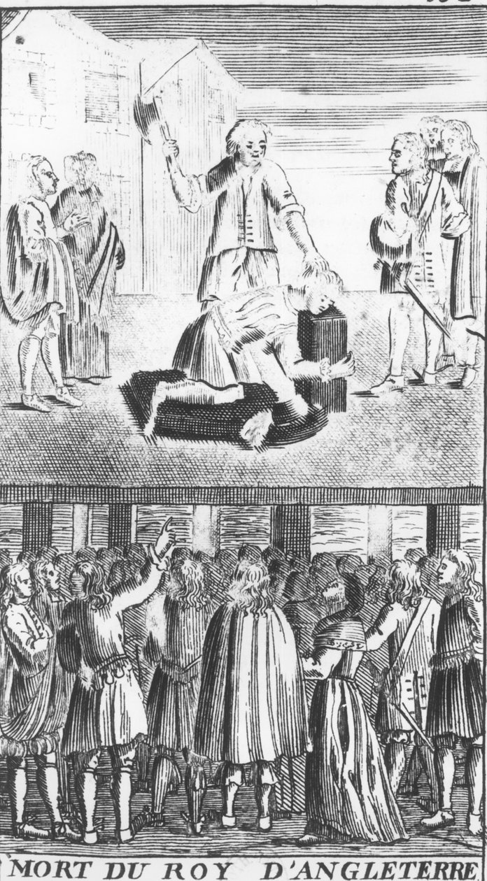 The Death of the King of England, fra Les Vrayes Centuries et Propheties de Maistre Michel Nostradamus, med forfatterens liv, udgivet af Antoine Besson i Lyon af French School