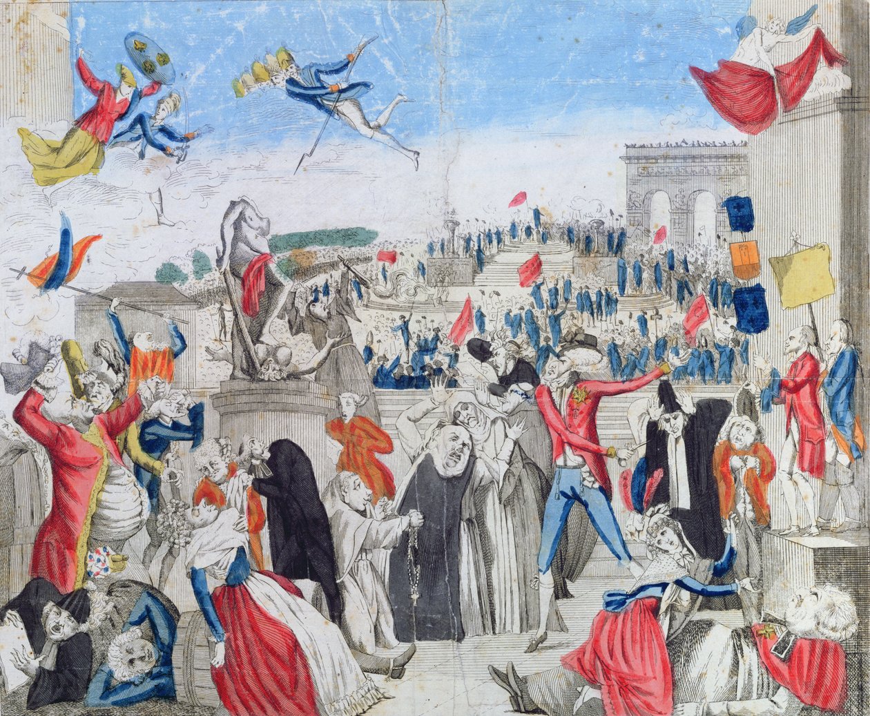 De desperate aristokrater ser på Fete de la Federation på Champs de Mars, 14. juli 1790, ca. 1790 af French School