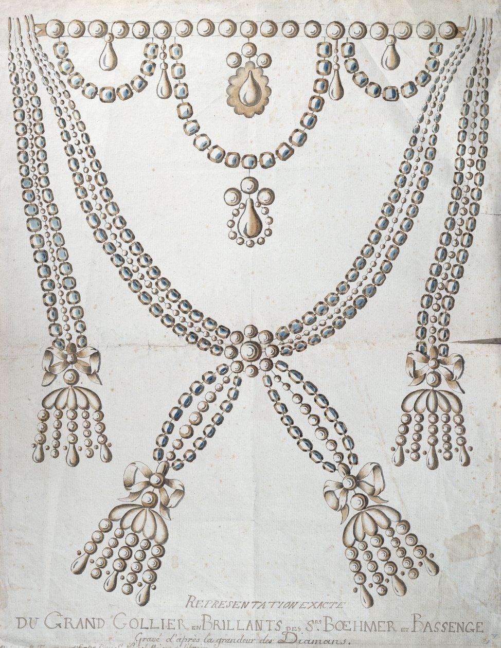 Diamanthalskæden involveret i Collier de la Reines affære, ca. 1785 af French School