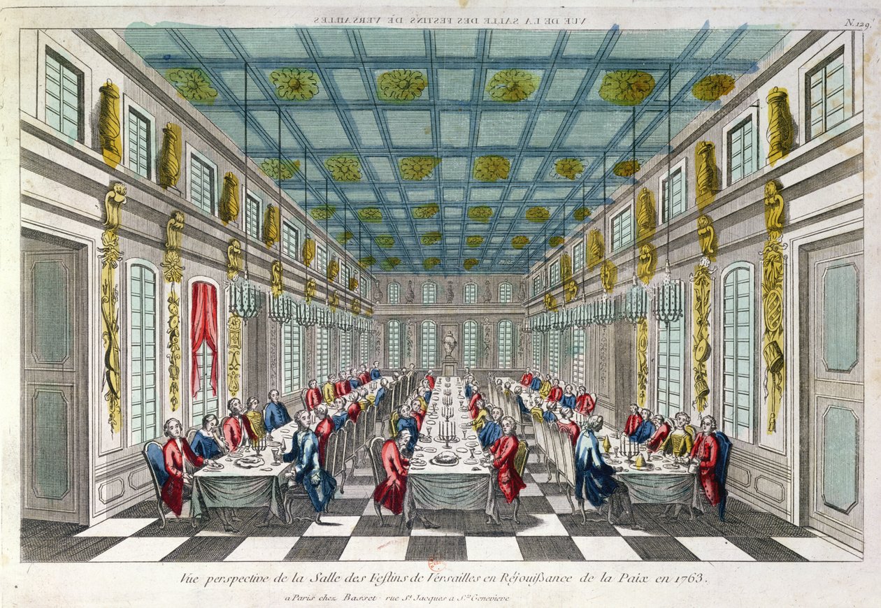Spisestuen i Versailles i 1763 af French School