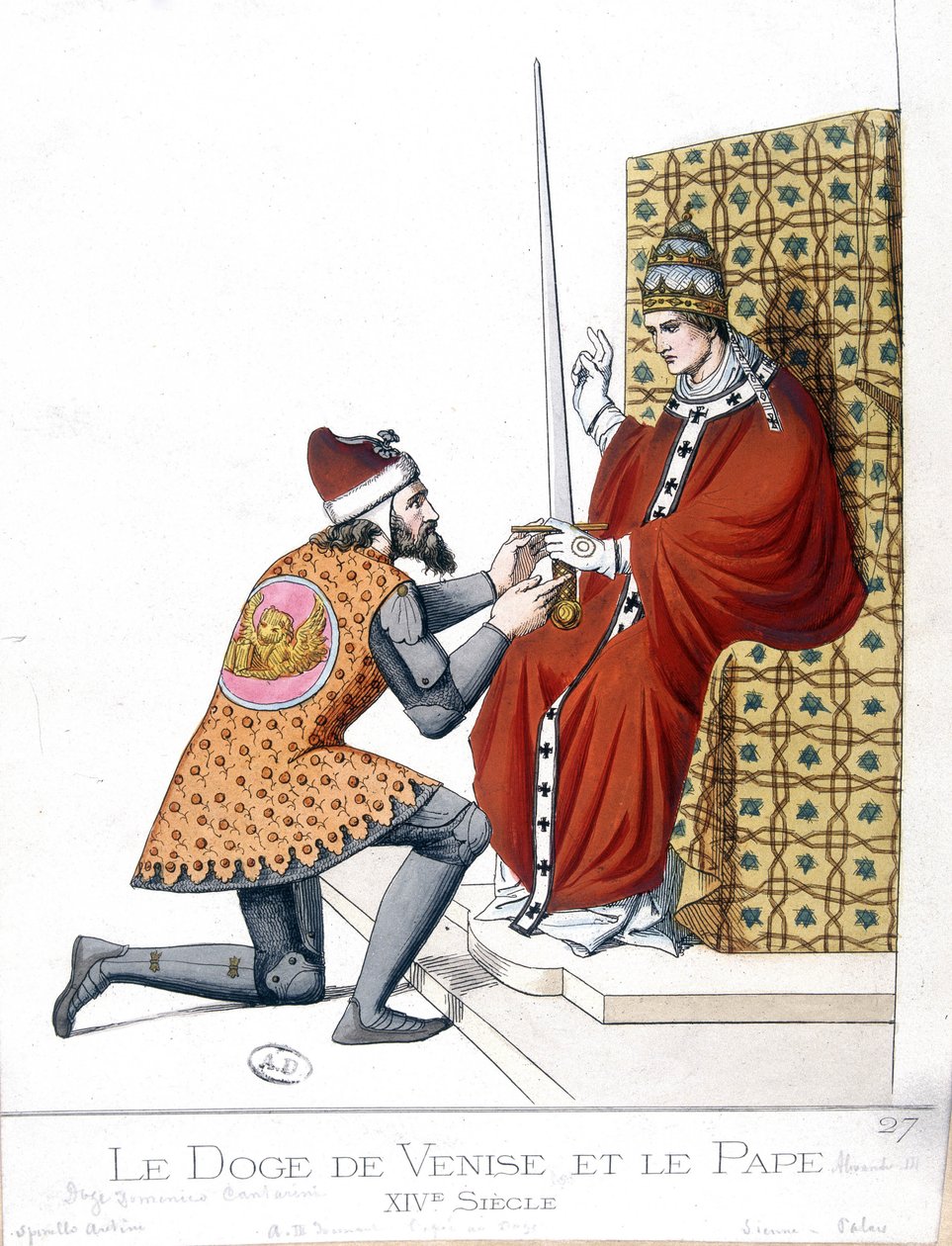 Dogen af Venedig og paven i det 14. århundrede - gravering af French School