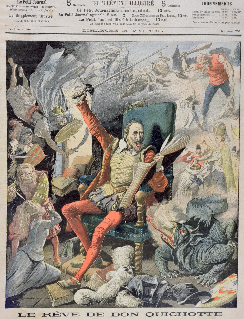 The Dream of Don Quixote, forsideillustration fra Le Petit Journal, 21. maj 1905 af French School