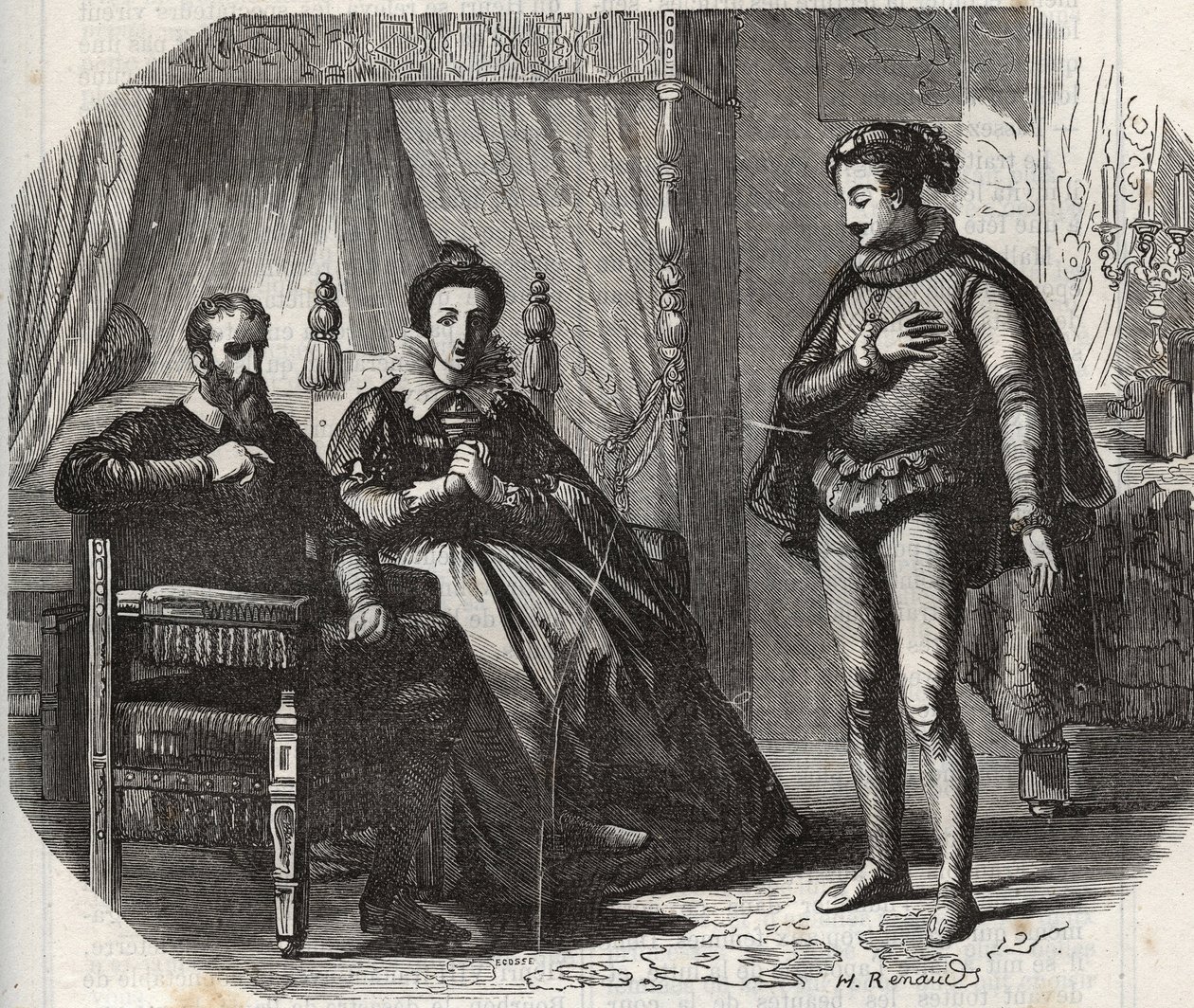 Hertuginden af Cleves, Mary von Julich Hertuginden af Juliers og Berg (1491-1543), får kendskab til opløsningen af ægteskabet mellem hendes datter, Anne af Cleves (1515-1557) og kongen af England Henrik VIII (1491-1547) ) i 1540. Stik fra 1871 i „Hist af French School