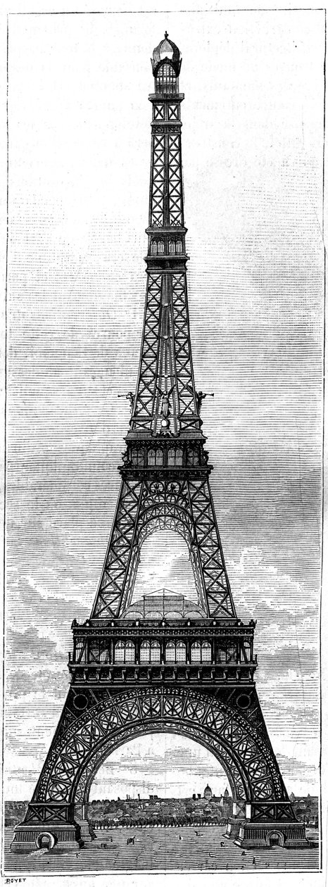 Eiffeltårnet, 300 meter højt tårn til verdensudstillingen 1889, i Paris, af ingeniøren og industrien Gustave Eiffel (1832-1923). Indgravering i "" La Nature. Revue des sciences et de ses applications aux arts et à l