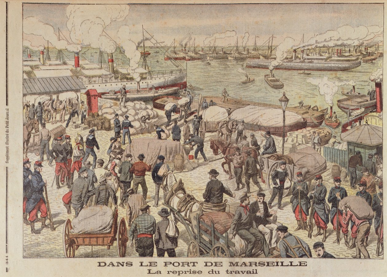 The End of the Strike in Marseille, illustration fra Le Petit Journal, 23. oktober 1904 af French School