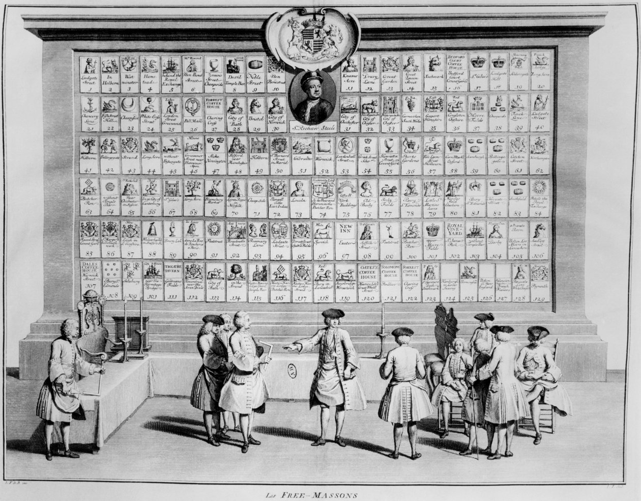 De engelske frimurerloger, ca. 1730 af French School