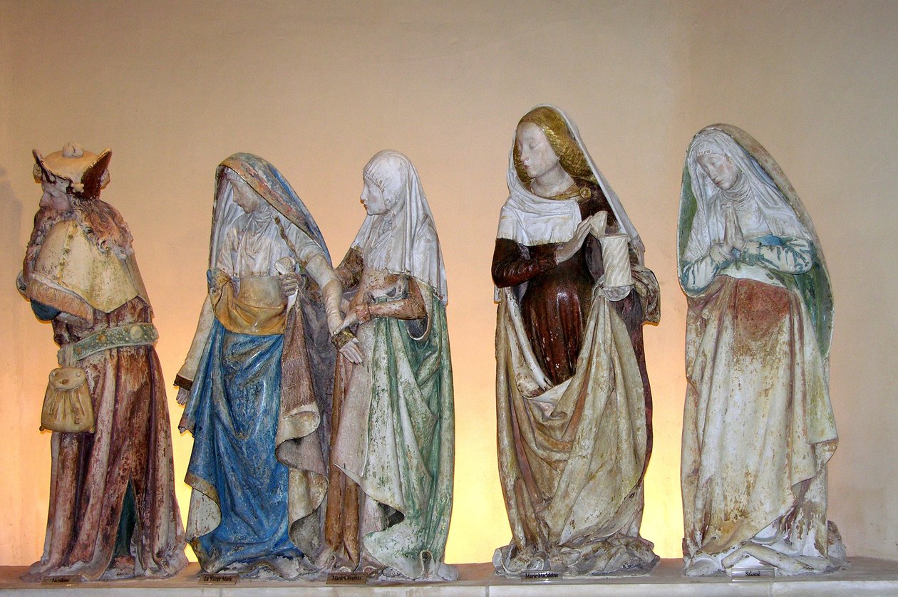 The Entombment, 1490 (malet sten) (detalje) af French School