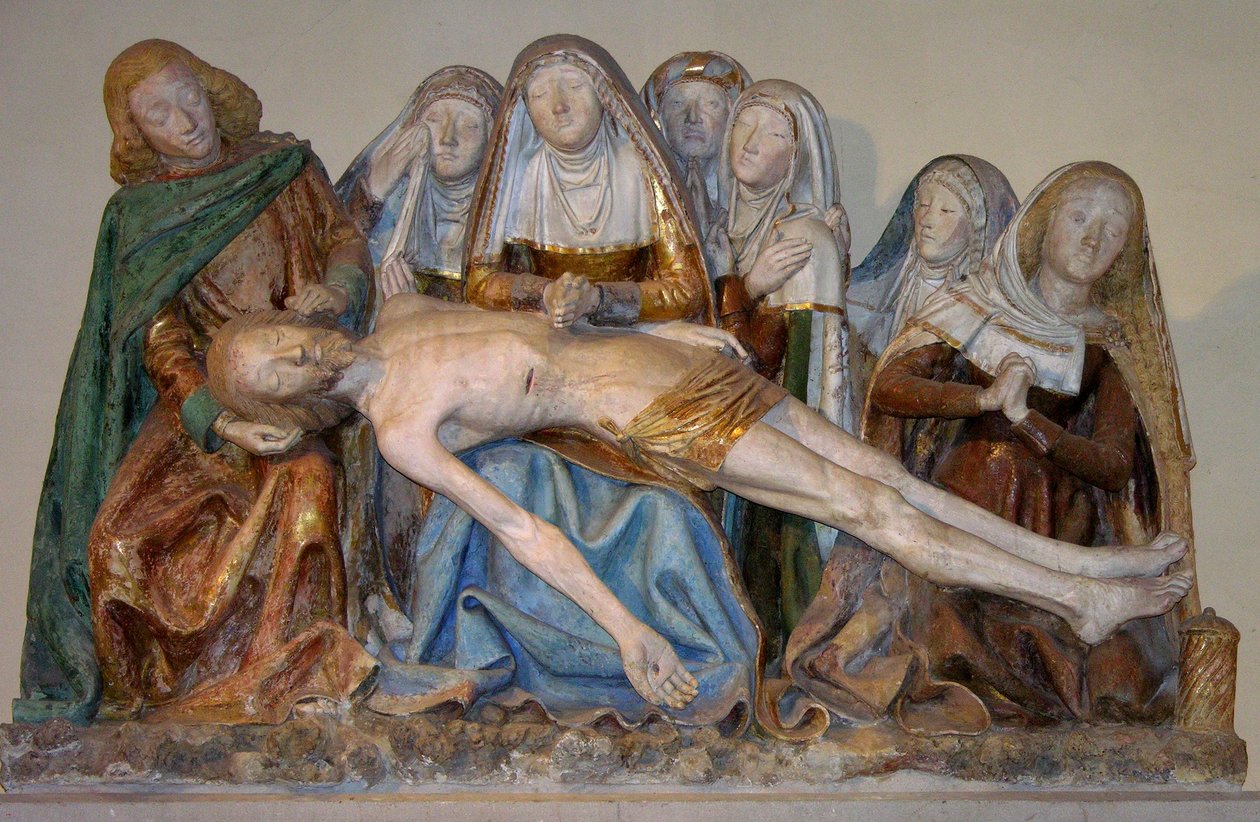 The Entombment, 1490 (malet sten) (detalje) af French School