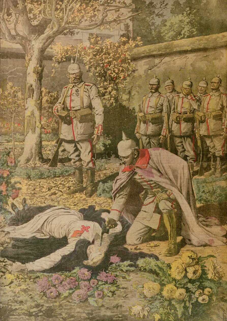 Henrettelsen af Edith Cavell (1865-1915) fra Le Petit Journal, november 1915 af French School