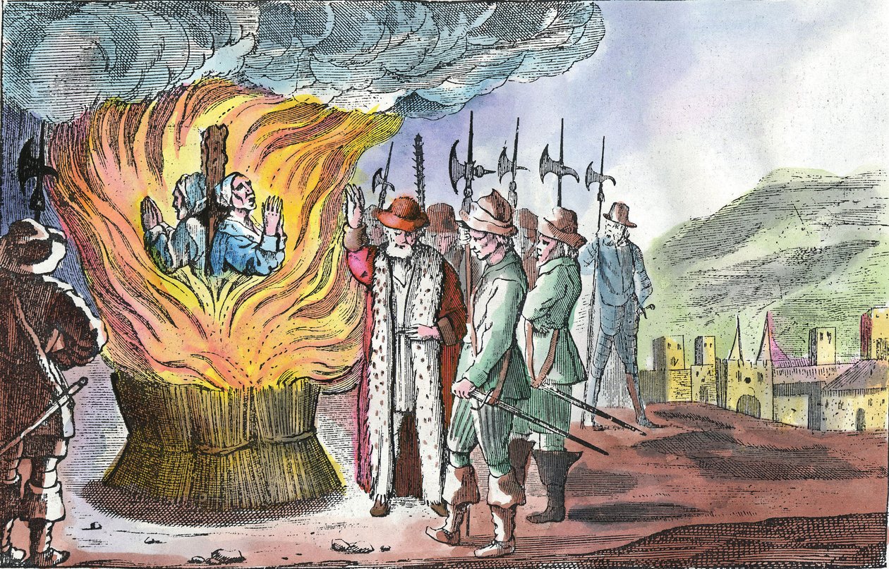 Henrettelse af valdensiske kvinder under påsken i Piemonte i 1655 af French School