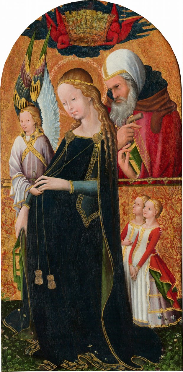 Den forventningsfulde Madonna med Saint Joseph, ca. 1425/1450 (tempera på europæisk valnød) af French School