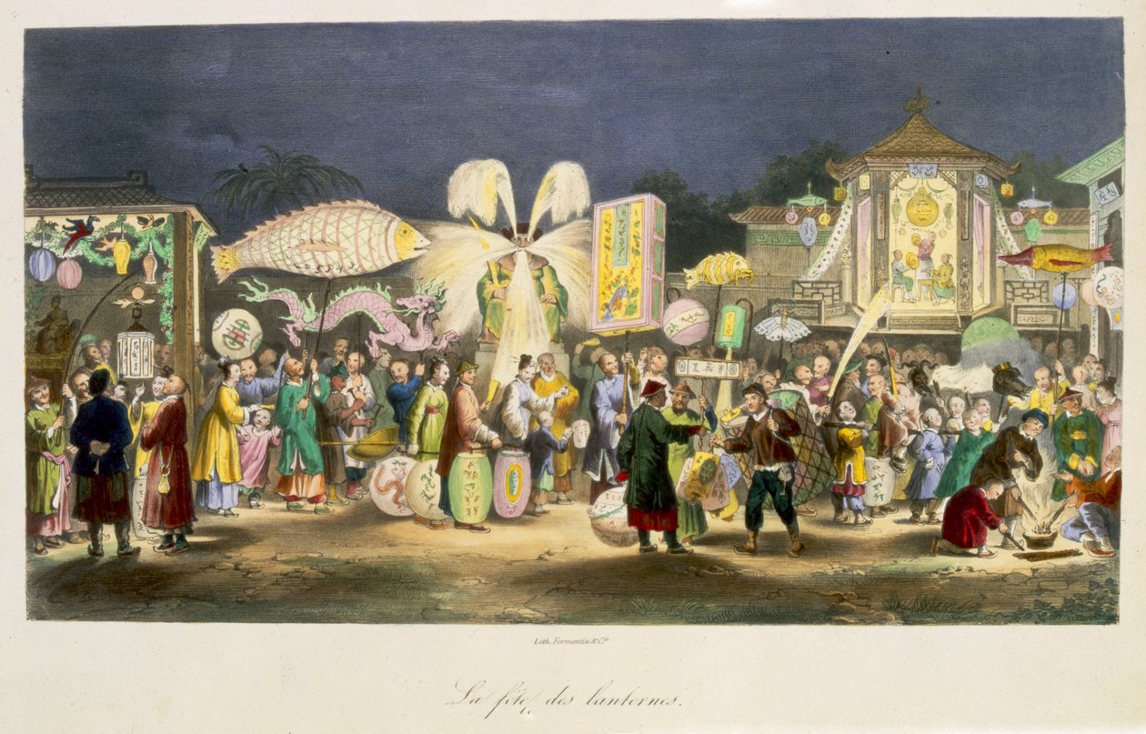 The Festival of the Lanterne, pub. af Formentin, 1824-27 af French School