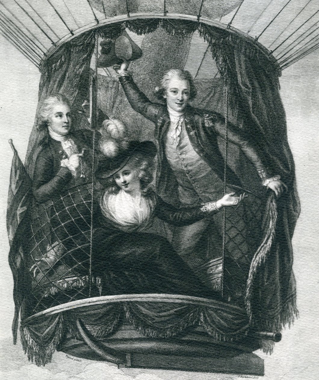 Den første ballonopstigning i England, 15. september 1784, fra Wonderful Balloon Ascents or the Conquest of the Skies, af Fulgence Marion, udgivet i ca. 1870 af French School