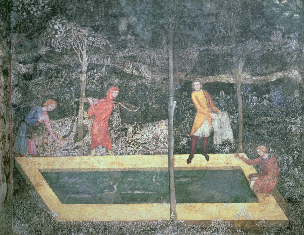 Fiskedammen, fra Hjorterummet, 1343 af French School