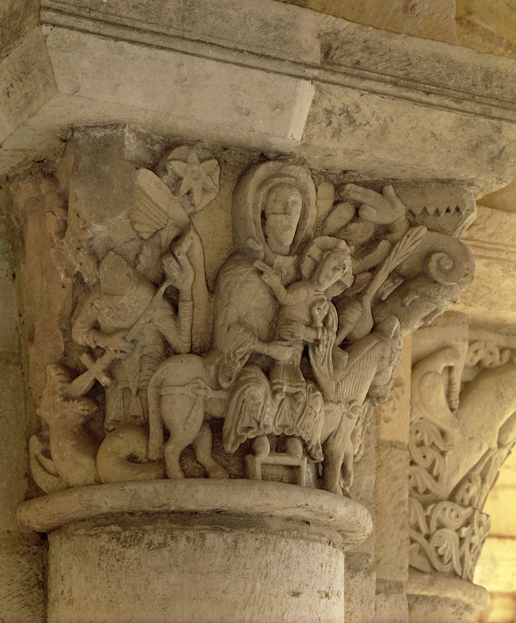 Flugten til Egypten, søjlehovedrelief fra Benediktinerklosterets kirke, 1200-tallet af French School