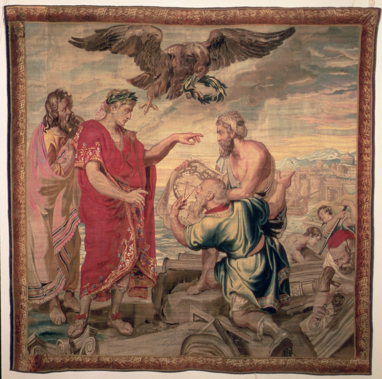 Grundlæggelsen af Konstantinopel, fra serien The History of Emperor Constantine, Raphael de la Planche Factory, Paris, 1633-68 af French School