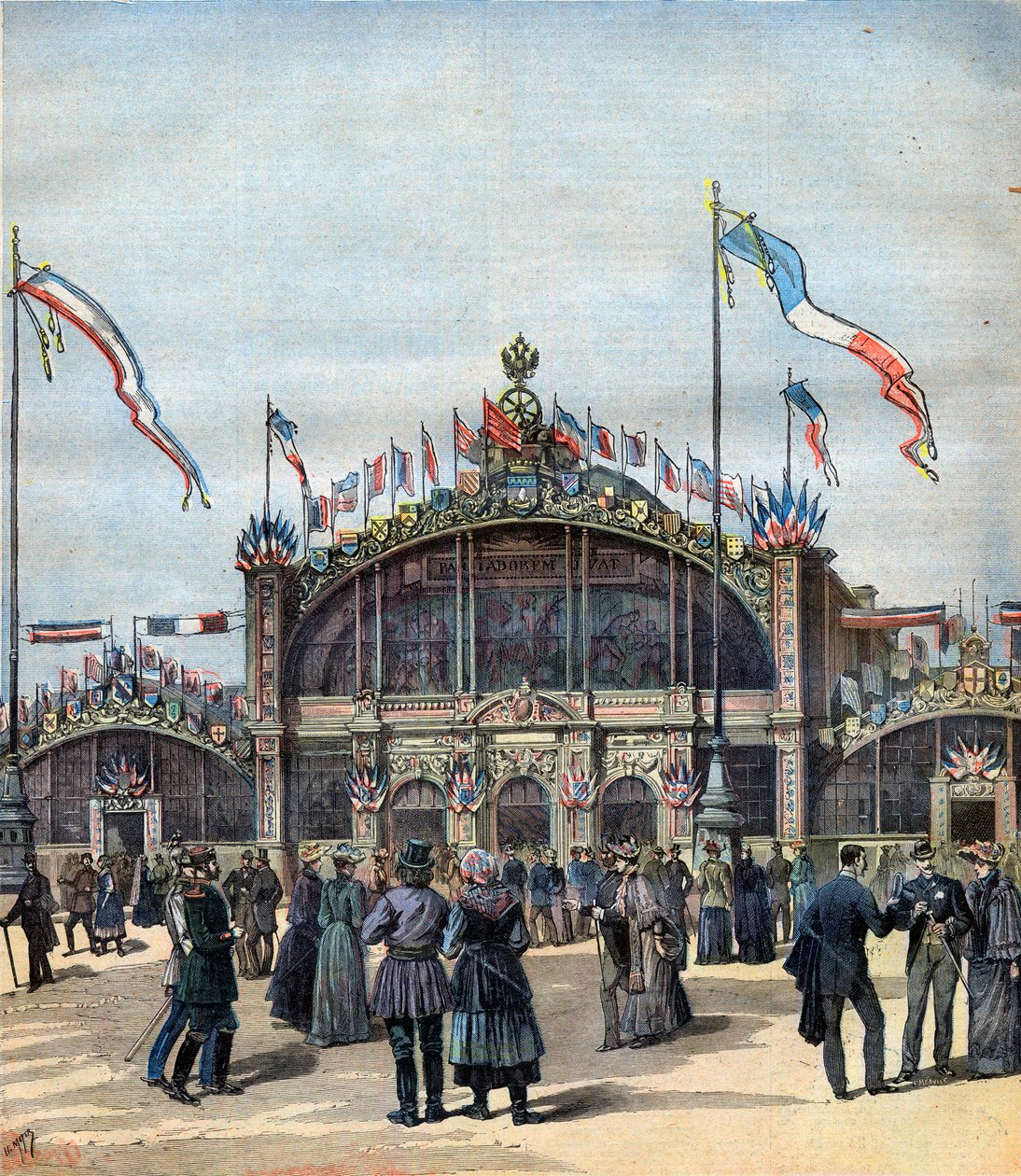 Den franske udstilling i Moskva (maj-okt 1892) Udsigt over facaden. Illustration til Le Petit Journal af French School