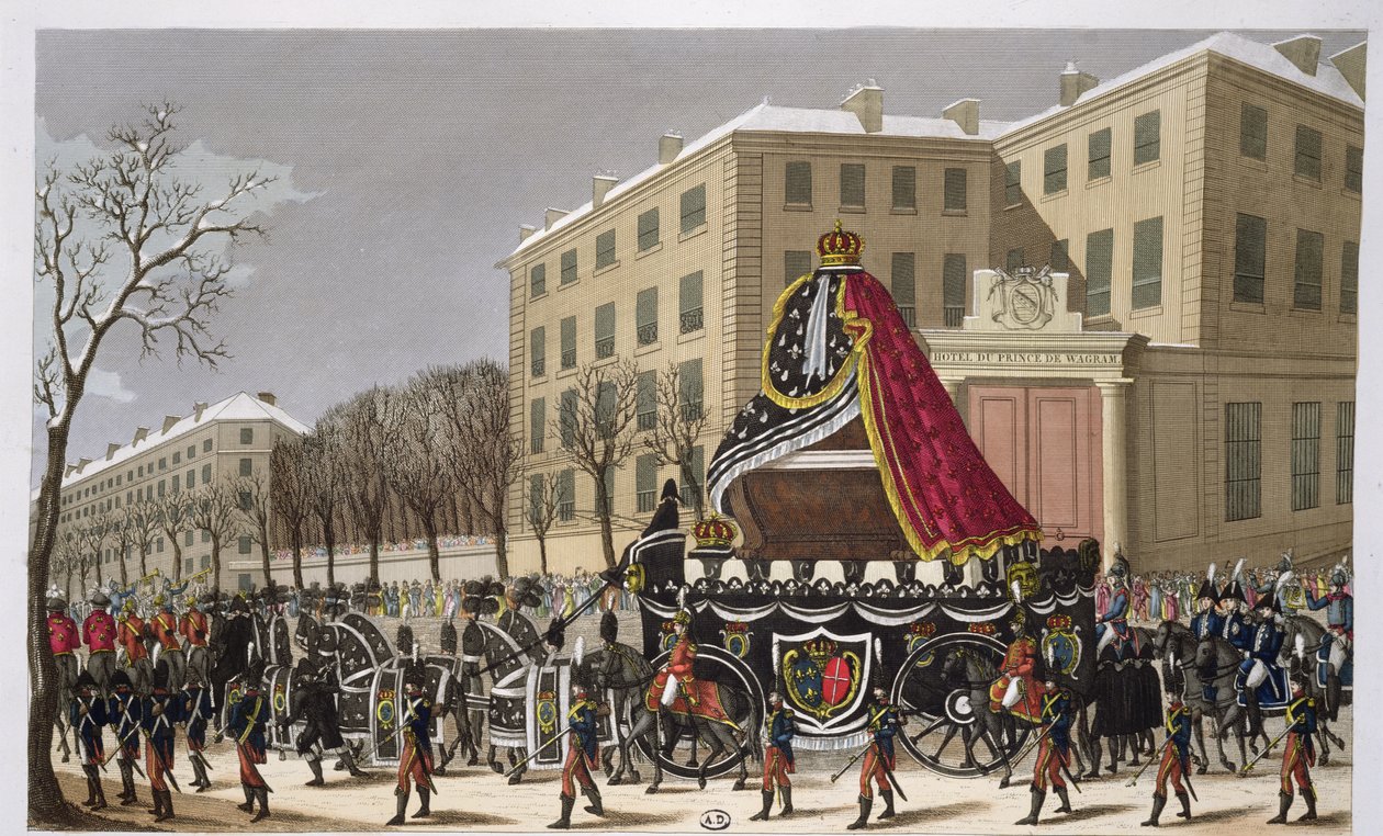 Begravelsesoptoget af Ludvig XVI (1754-93) og Marie-Antoinette (1755-93) 21. januar 1815 af French School