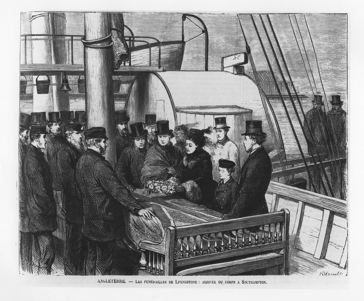 The Funeral of David Livingstone: Arrival of his corpse in Southamptondani af French School