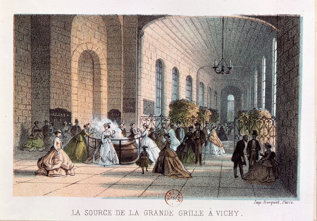 Grande Grille-vandkilden ved Vichy, midten af det 19. århundrede af French School
