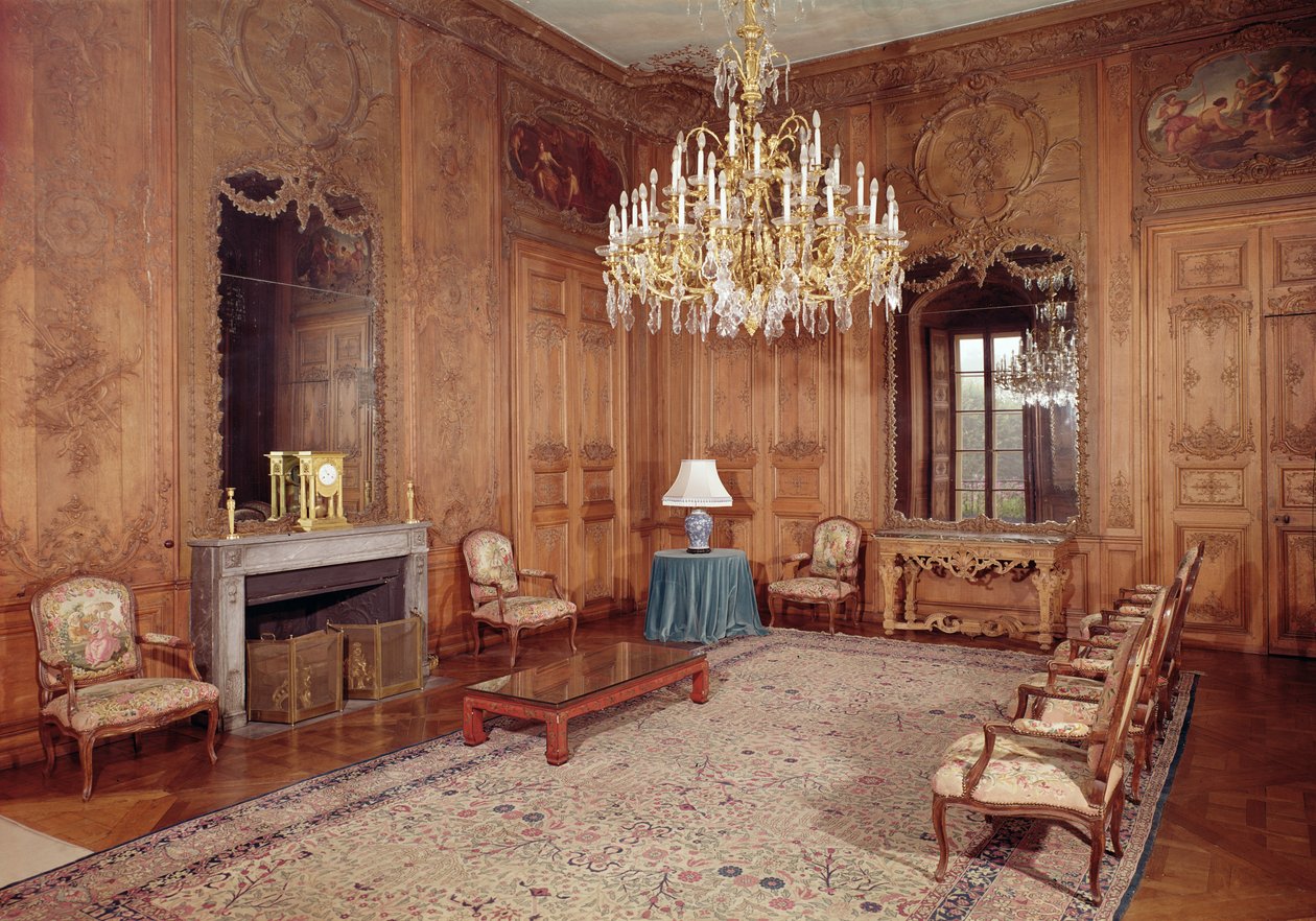 The Great Lounge med træværk tilskrevet Verbeck og Louis XV tidstypiske møbler signeret af D. Delant og F. Folliot, 1730-36 af French School